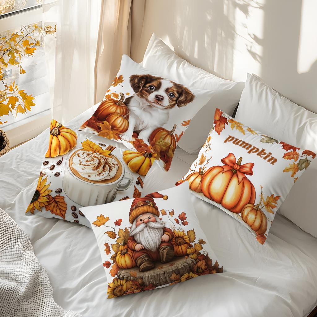 Autumn Thanksgiving Decor Pillowcase Printed Polyester 45x45cm Throw Pillowcover Decorative Sofa Cushion Pillowslip Home Decor