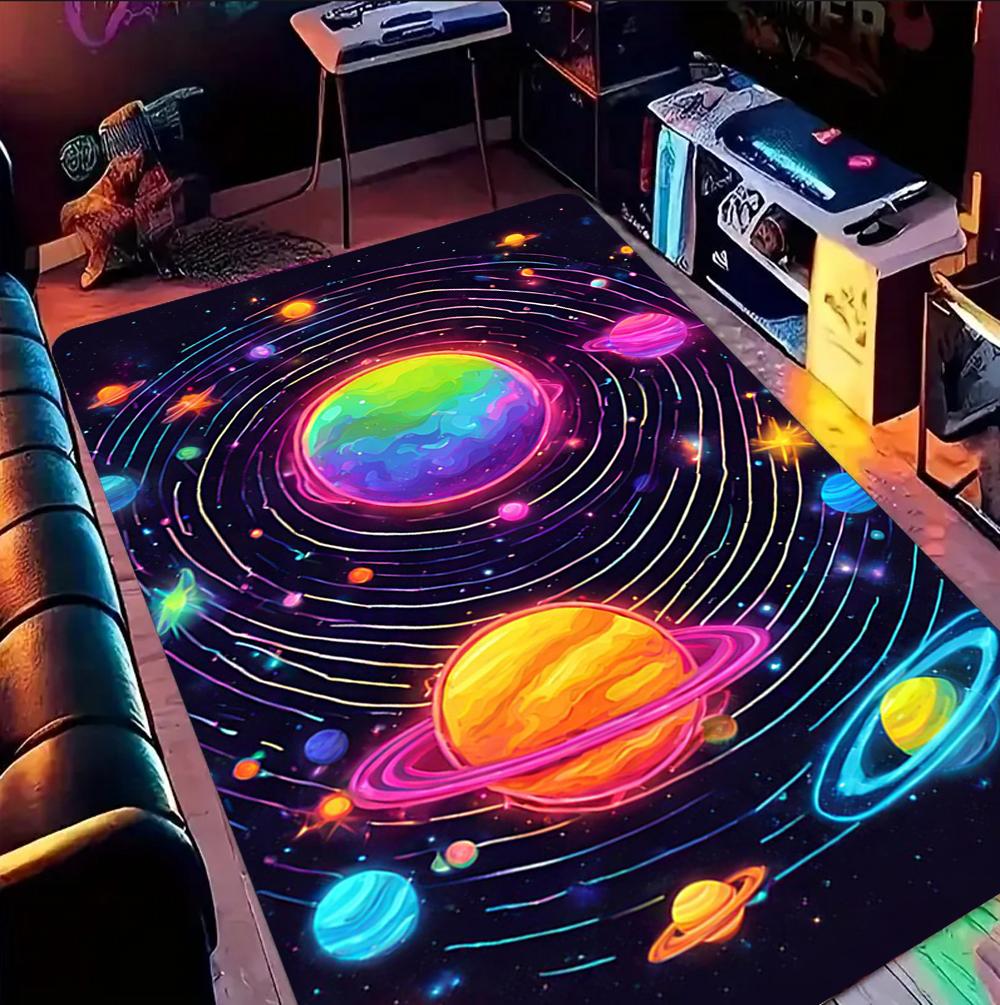 Darkness Art Galaxy Starry Night Carpet Playroom Floor Mat Kids Bedroom Decor Non Slip Rug Audio-Visual Room Floor Mat Door Mat