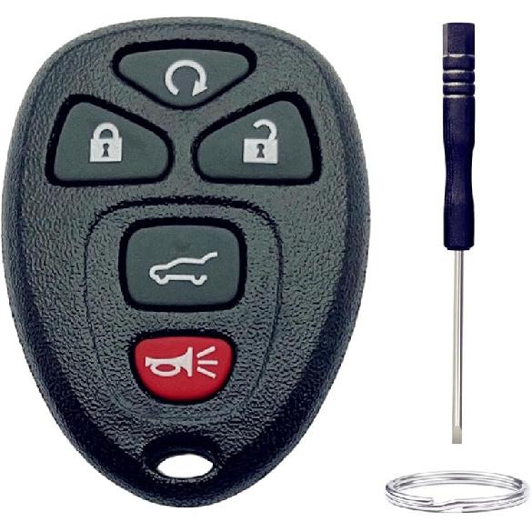 Key Fob Shell Replacement for Chevy Suburban Tahoe Traverse/GMC Acadia Yukon/Cadillac Escalade SRX/Buick Enclave/Saturn Outlook 5 Button Car Keyless