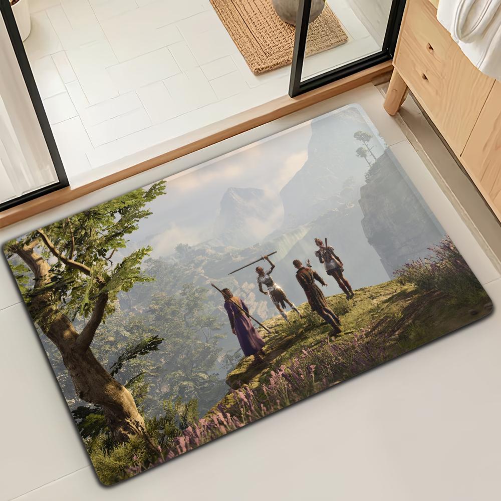 Game BG3-B-Baldur S Gate 3 Door Mat Bath Microfiber Decorative Versatile Flannel Floor Mat Quick Dry Absorbent Non-slip Sole