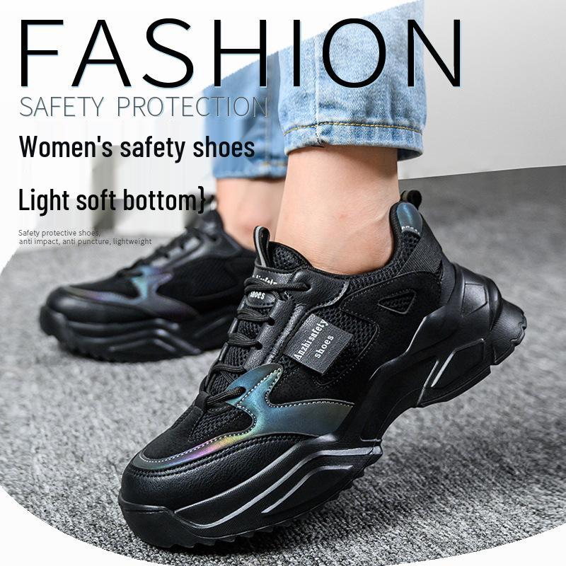 Women's Lightweight Steel Toe Safety Shoes with Kevlar Sole, Anti-Smash, Anti-Puncture, Wear-Resistant, Fashionable Small Sizes.
