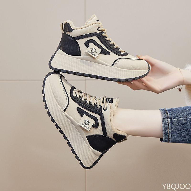 Women's new autumn winter versatile thick soled high top cotton shoes casual anti slip wear-resistant women's sports shoes