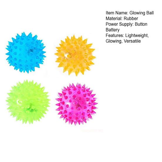 Bouncing Light-Up Ball Spiky Rubber Sensory Toy with Flashing Colors Cat Dog Chewing Toy Teeth Cleaning Thorn Balls