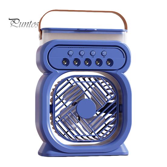 

Настольный вентилятор с 5 отверстиями для распыления воды, регулируемыми уровнями светодиодной подсветки, большим резервуаром, тихим домашним офисом, дорожным портативным летним охлаждающим вентилятором для распыления воды синий