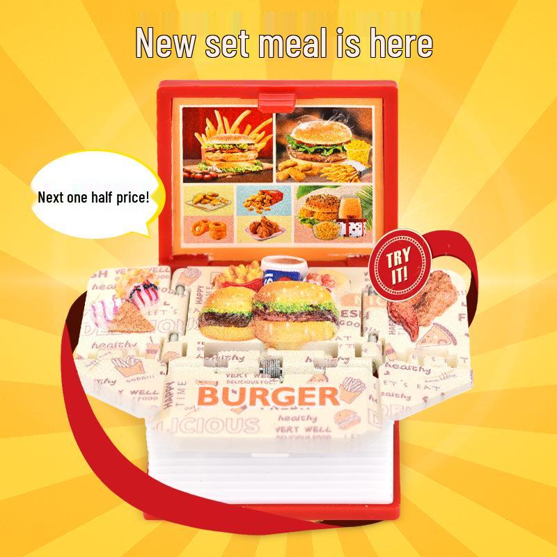 Mini Hamburger 3D Pop-up Book Keychain: Trendy Pendant & Creative Decompression Toy.