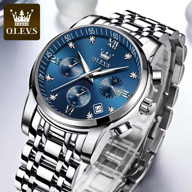 OLEVS 2858 Men Wrist Watch Band  Logo Custom Watch Cool Date Analog Quartz Display with Stainless Steel Strap Men Watch 2026