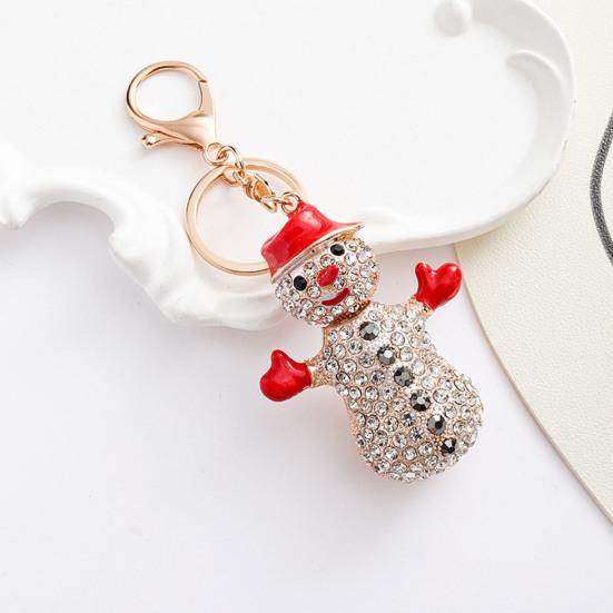 Yousheng Schlüsselanhänger Anhänger Funkelnde Strasssteine Schneemann Design Metall Schlüsselring Dekorativer Schlüsselhalter Freunde Taschenanhänger