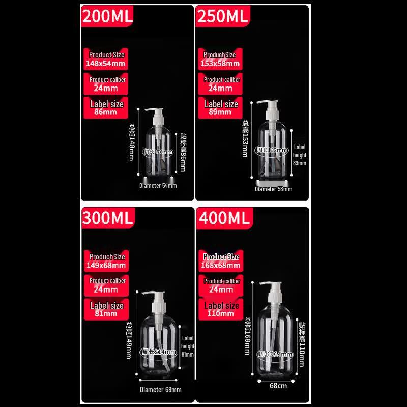 Transparent PET Press Pump Dispenser Bottle