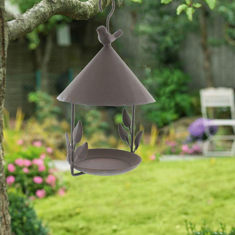 Windproof Bird Feeder Iron Bird Feeding Dish Garden Decor Bird Food Dispenser  Drinking