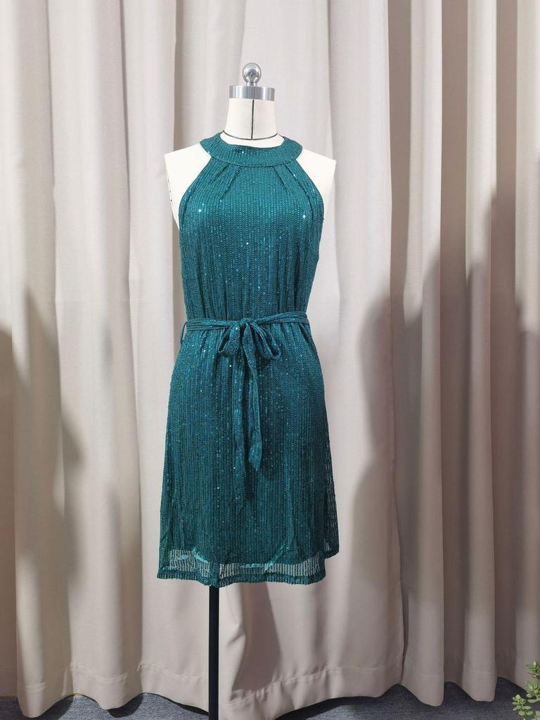 European & American Women's Sequin Halter Party Evening Gown