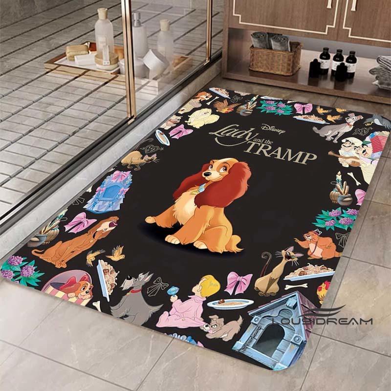 Cartoon Lady and the Tramp rug, suitable for bedroom, living room and other home décor, fluffy square rug, soft area rug, play