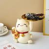 Kreative Inneneinrichtung Glückskatze Tablett Wohnkultur Zubehör Zimmer Desktop Süßigkeiten Snack Aufbewahrungstablett Harz Tier Statue Geschenk
