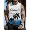 Men's Vacation Vest 3D Color Matching Gradient Vest Summer Fashion Casual O Collar Men's Clothing Bodybuilding Fitness Vest 2024