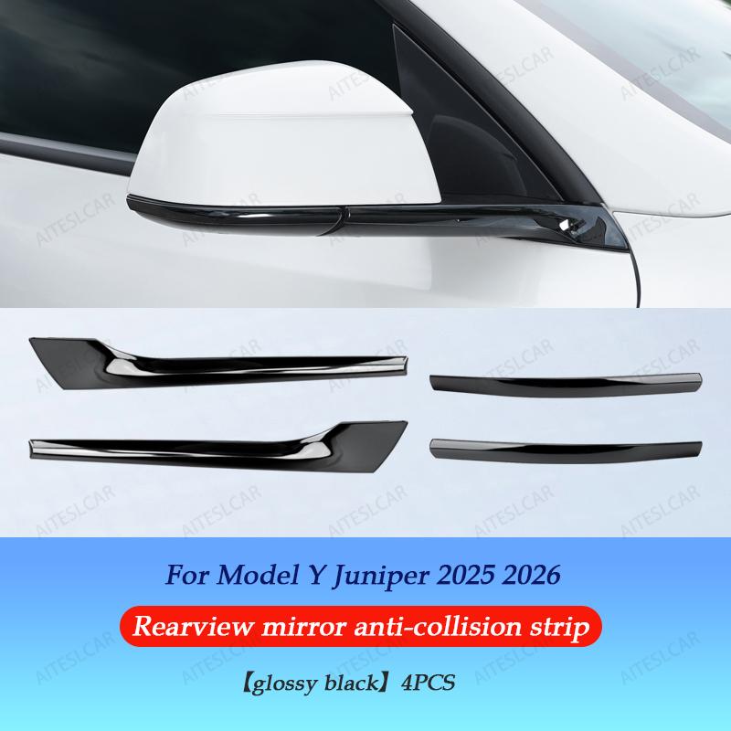 AITESLCAR For Tesla Model Y Lauch/Juniper 2025 2026 Bumper Rearview Mirror Anti-collision Strips Trim Anti-scratch Sticker Cover