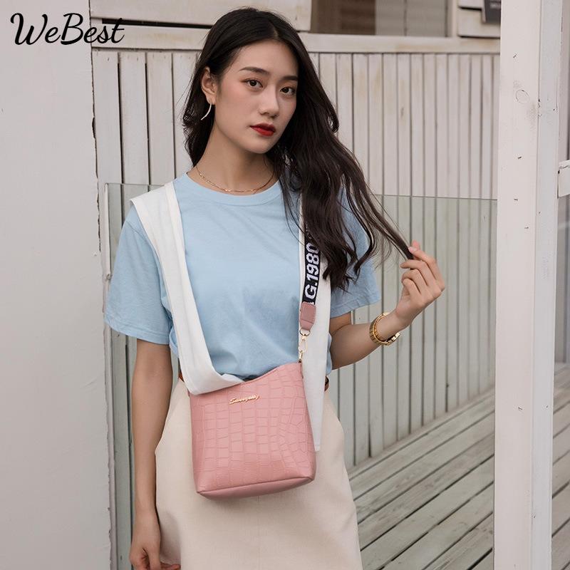 

Korean Style Women s Bucket Bag Versatile Shoulder Crossbody Purse рожевий