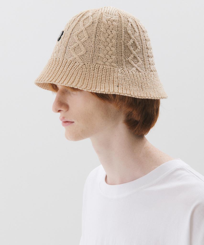 TRIP LE SENS Le Logo Summer Knit Bucket Hat_Beige