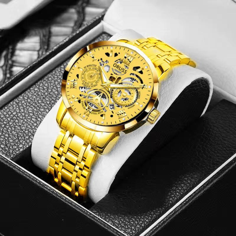 Non-Mechanical Stainless Steel Automatic Movement Men'S Calendar Luminous Waterproof Round Ordinary Glass Mirror Domestic Wrist