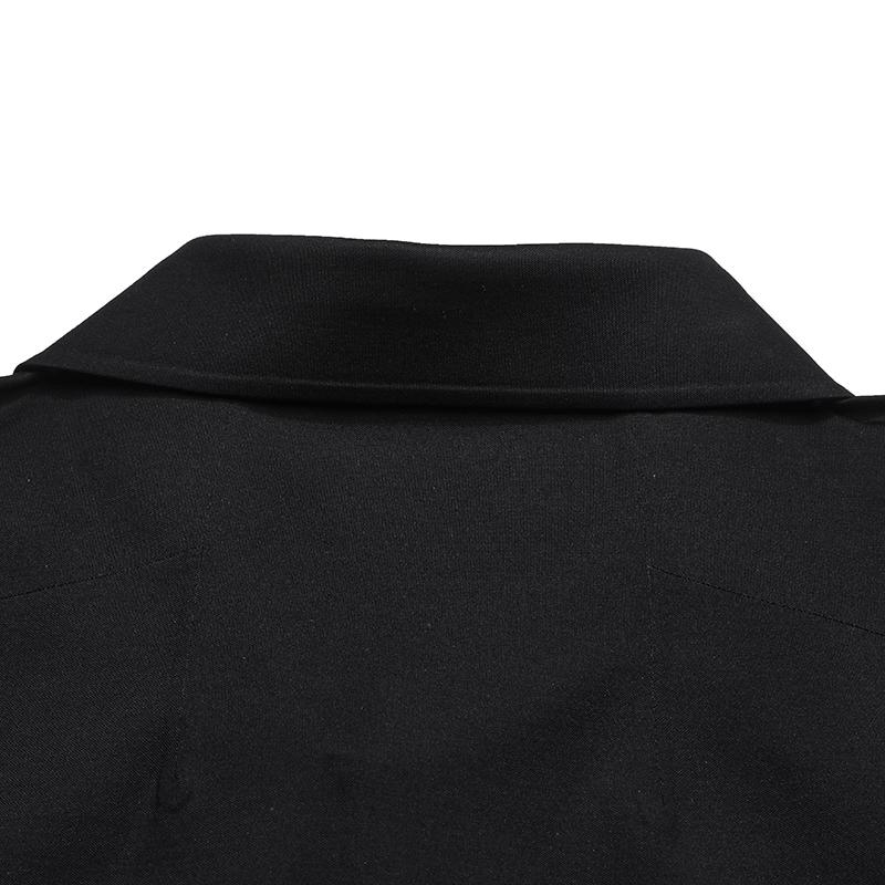 Fila Blue Fashion Simple Quality Casual Business Solid Color Versatile Gentleman Knitted Long Sleeve Polo Shirt Men Tops Black F11M612211FBK