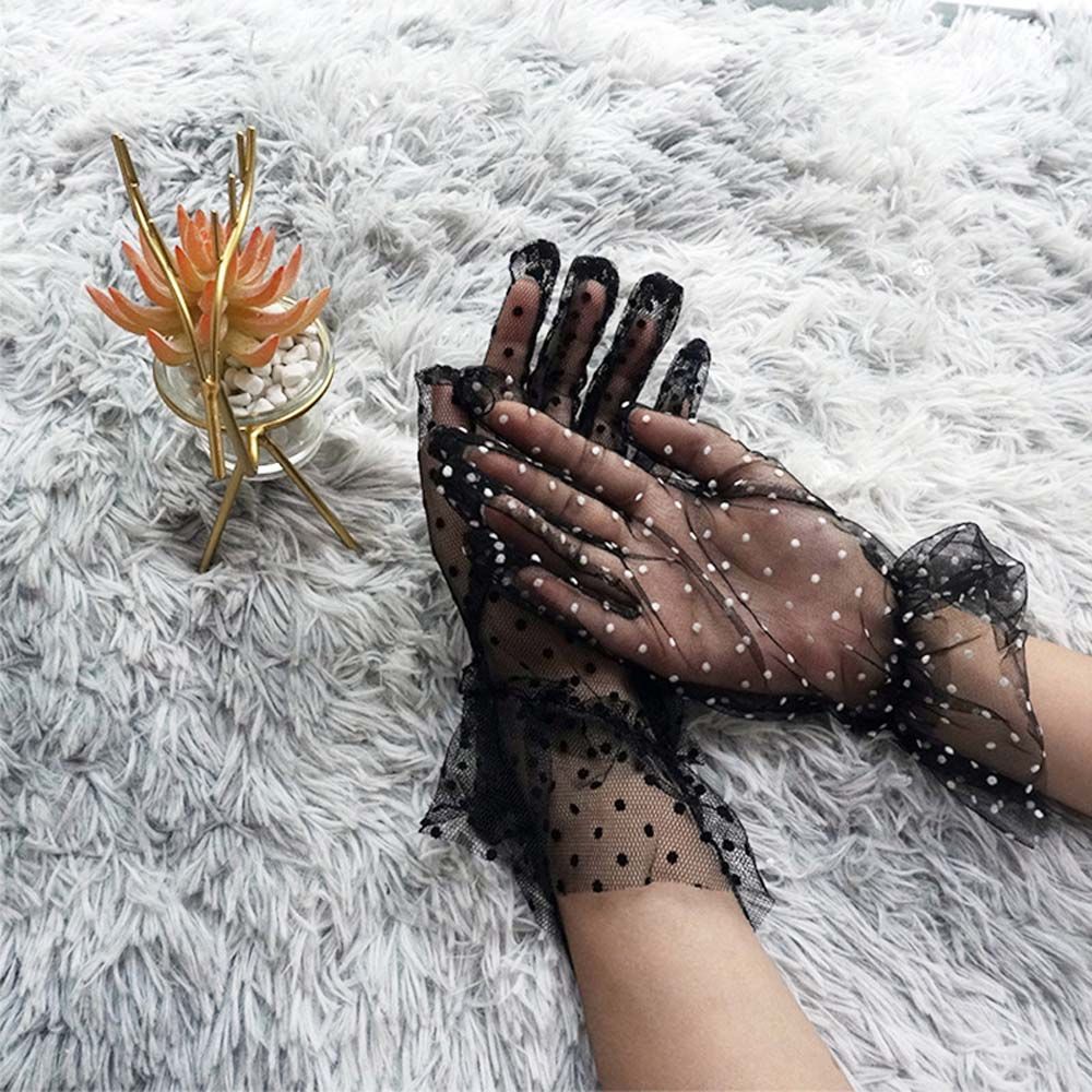 

Велоспорт Вождение Lotus Leaf Полные Пальцы Кружевные Перчатки Перчатки В Горошек Женские Кружевные Перчатки Корейский Стиль