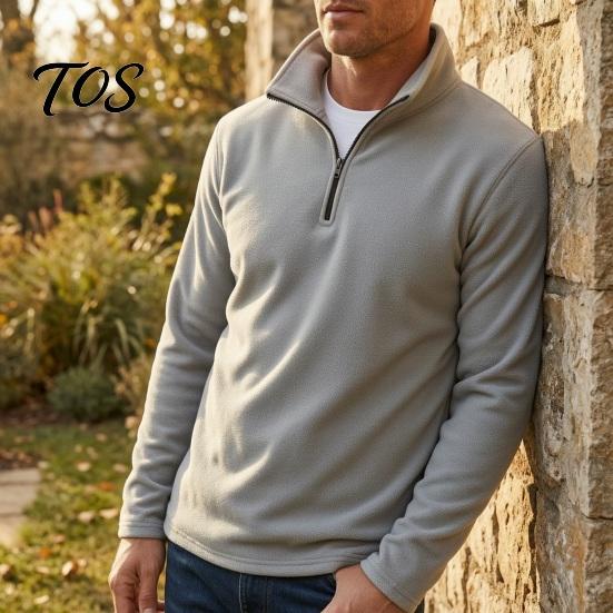 Winter Warm Clothing Men Quarter-Zip Sweatshirt, Long Sleeve Mock Neck Pullover Top, Solid Casual Color Tops Sweatshirt for Golf Office Street
