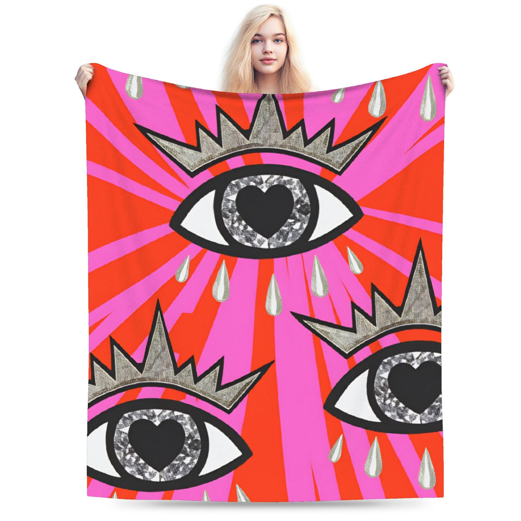 

Eye Pattern Blanket Warm Soft Street Trend Plush Throw Blanket For Kids Adult Outdoor Flannel Bedspread Bed Cover 75x90cm