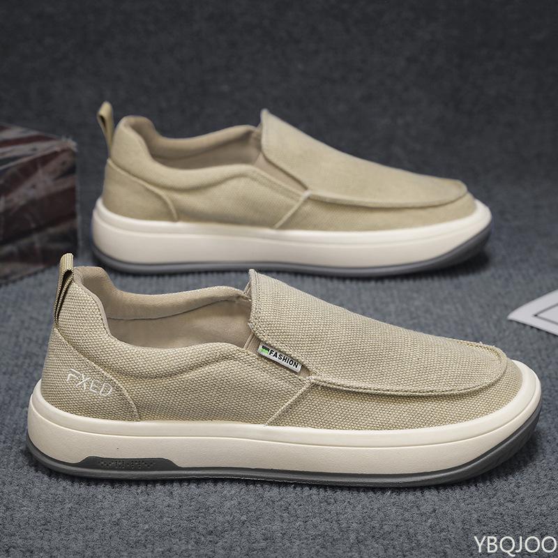 Spring and Summer Breathable Casual Lightweight Canvas Shoes, Comfortable Sliding Sleeves, One-step Men's Loafers