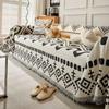 Boho Style Chenille Sofa Towel with Tassels, Double-side, for Living Room Camping Picnic Large Blanket Leisure Relax Beach Towel