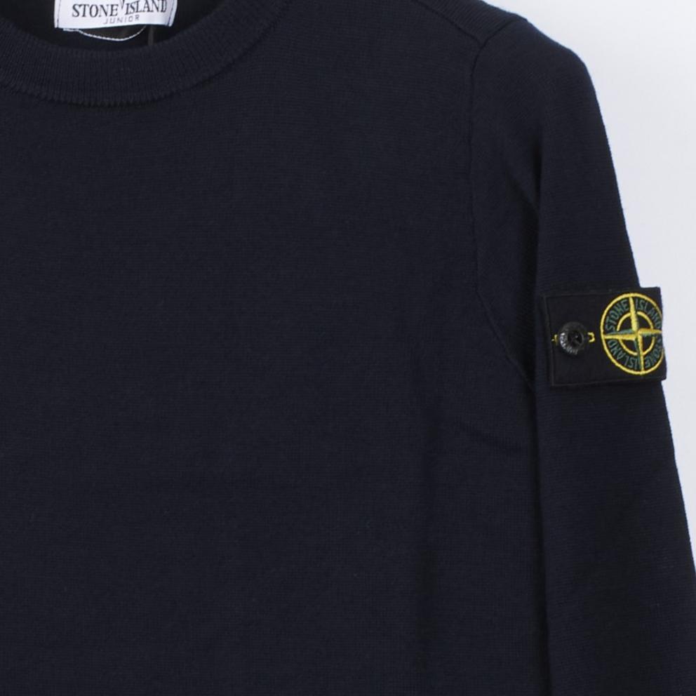 Stone Island Sweater Kids Solid Color Crew Neck Pullover Long Sleeve Navy Blue Kids sweaters 8116509C4-V0020