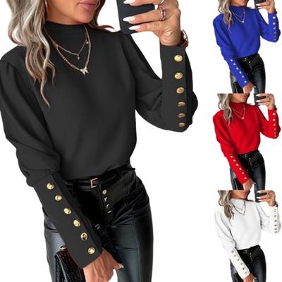 Frühlings Damen Casual Pullover Sexy Spitze Rückenfrei Aushöhlendes Strickdesign Büro Pendlerhemd Mode Langarm Knopfhemd