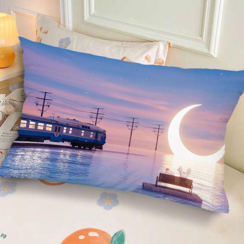 Ins-Style Ink Landscape Dormitory Pillow,Bedside Bedroom Pillow Gift,Nap Creative Living Room Sofa Cushion