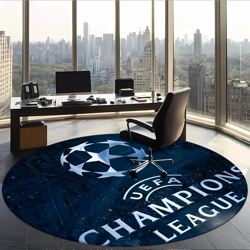Uefa Champions (1) Round Office Rug Decorative Floor Rug for Office Bedroom Living Room and Home Space
