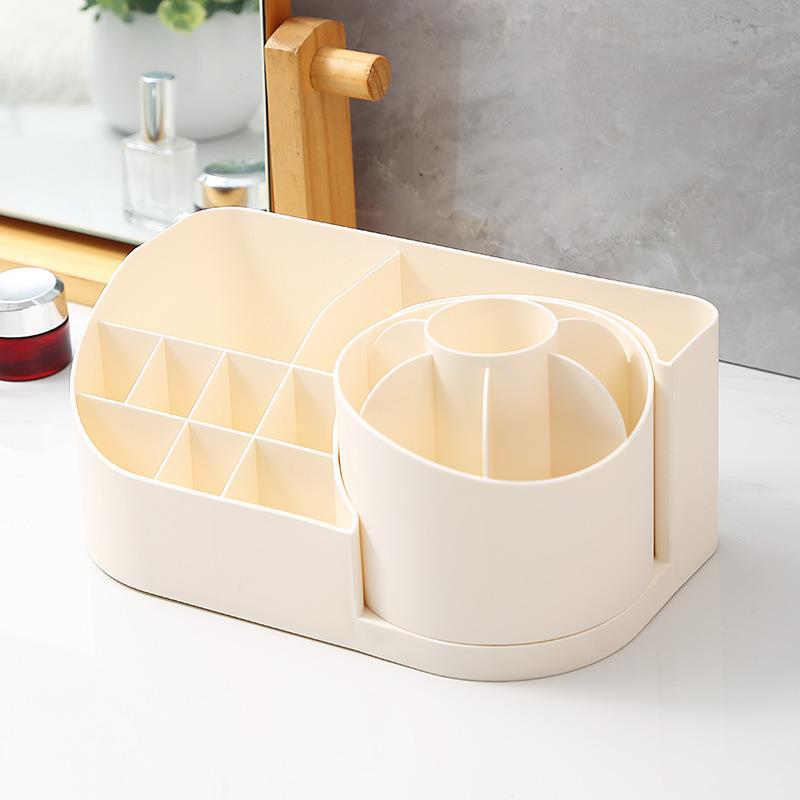 Rotating Cosmetic Organizer with Compartments for Brushes, Pens, and Lipsticks
