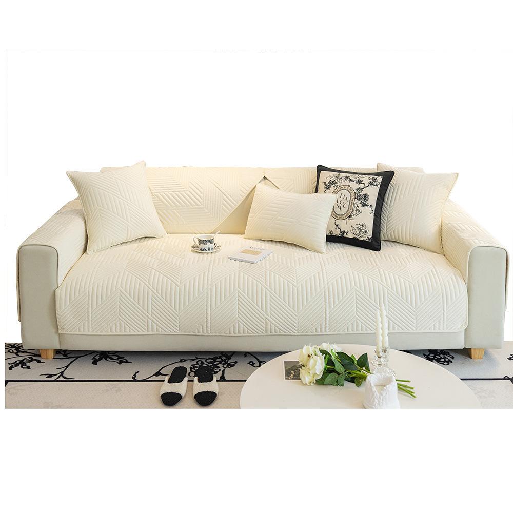 Cojín de Sofá de Terciopelo Cristal de Invierno Nuevo Estilo Crema Francés Claro Funda Funda Paño Cojín de Sofá de Cuero