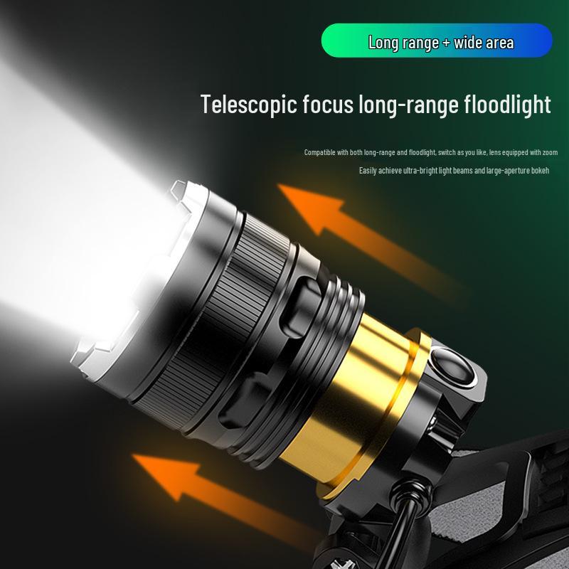 LED Dual Battery Induction Zoom Headlamp for Night Fishing