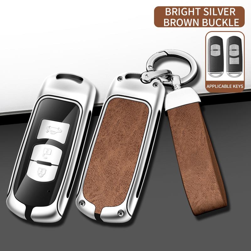 Metal Leather Car Key Case For Mazda 2 3 5 6 Gh Gj Cx3 Cx5 Cx9 Cx-5 Cx Accessories Holder Shell Protect Set Car-Styling