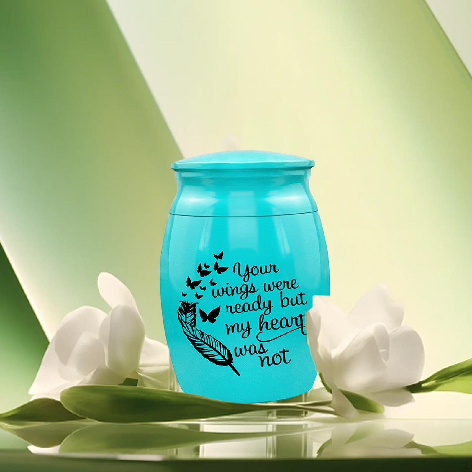 

Elegant Pet Remembrance Urn - Beautiful Resting Place and Hair Keepsake Solution for Beloved Pets Leaf Blue