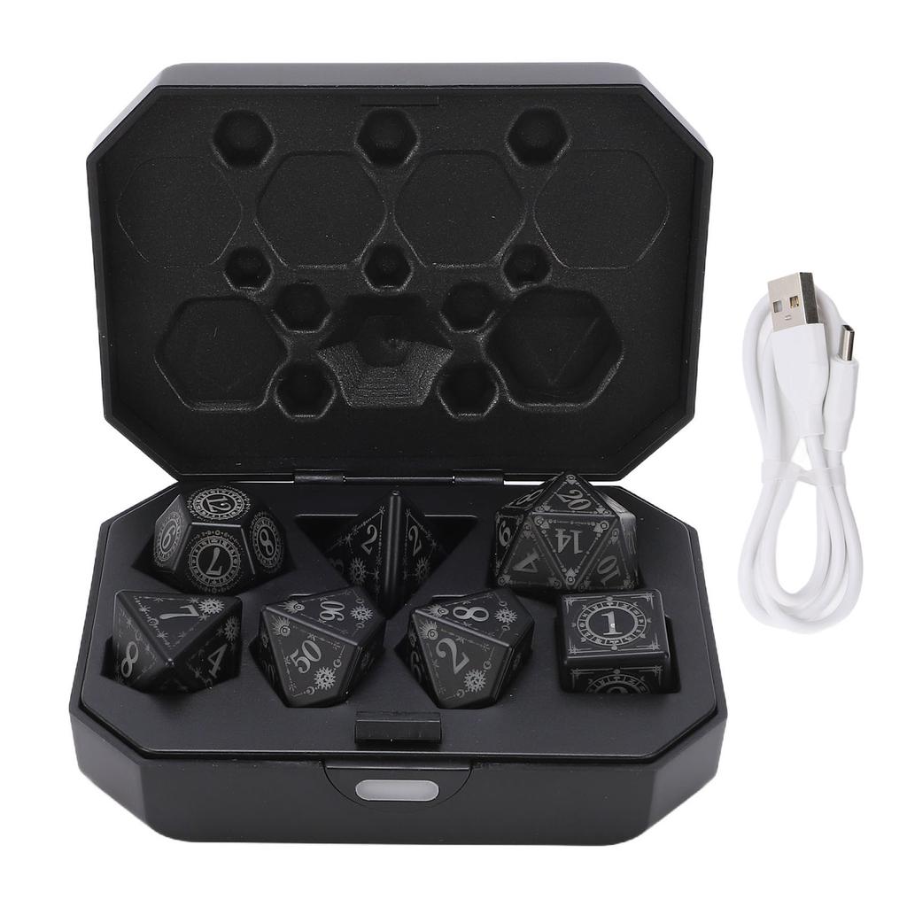 Glowing LED Dice Set Rechargeable Auto Lights Up When Rolling for Role Playing Game with Charging Box