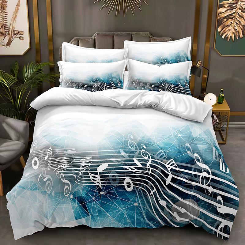 Music Bedding Set 3D Note Down Duvet Cover 2/3 Pieces Single Bed Double Bed Duvet Cover Girl Teens Music Enthusiast Room Bed Cover Birthday Gift