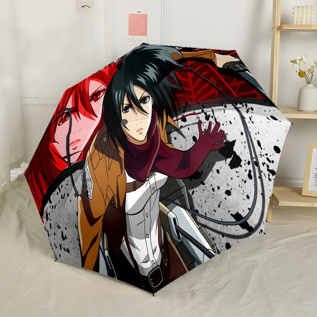 Fire Fist Fairy Tail Compact Travel Automatic Umbrella Folding Umbrella with 8 Ribs Sturdy Construction Travel Essential Fashionable