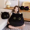 10/15/25CM Kawaii Cuddly Black Cat Plush Doll Cartoon Stuffed Round Ball Cat Plushie Girl's Bag Keychain Pendant Toys Ornaments