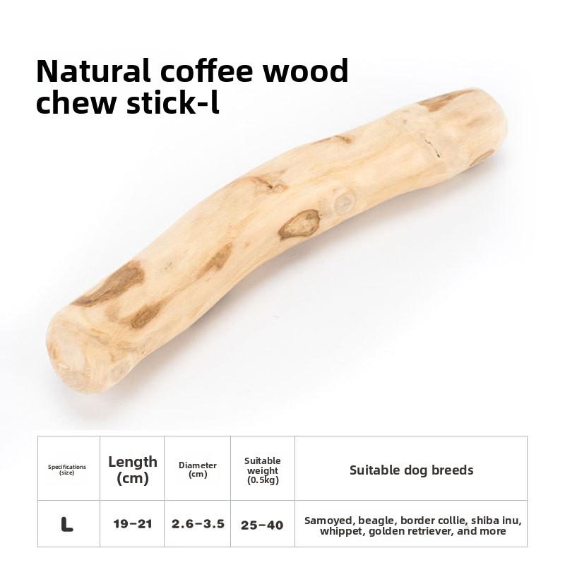 1PC Premium Coffee Wood Dog Chew Toy - Durable, Teeth Cleaning, Breath Freshening, Boredom Relief & Destruction Prevention