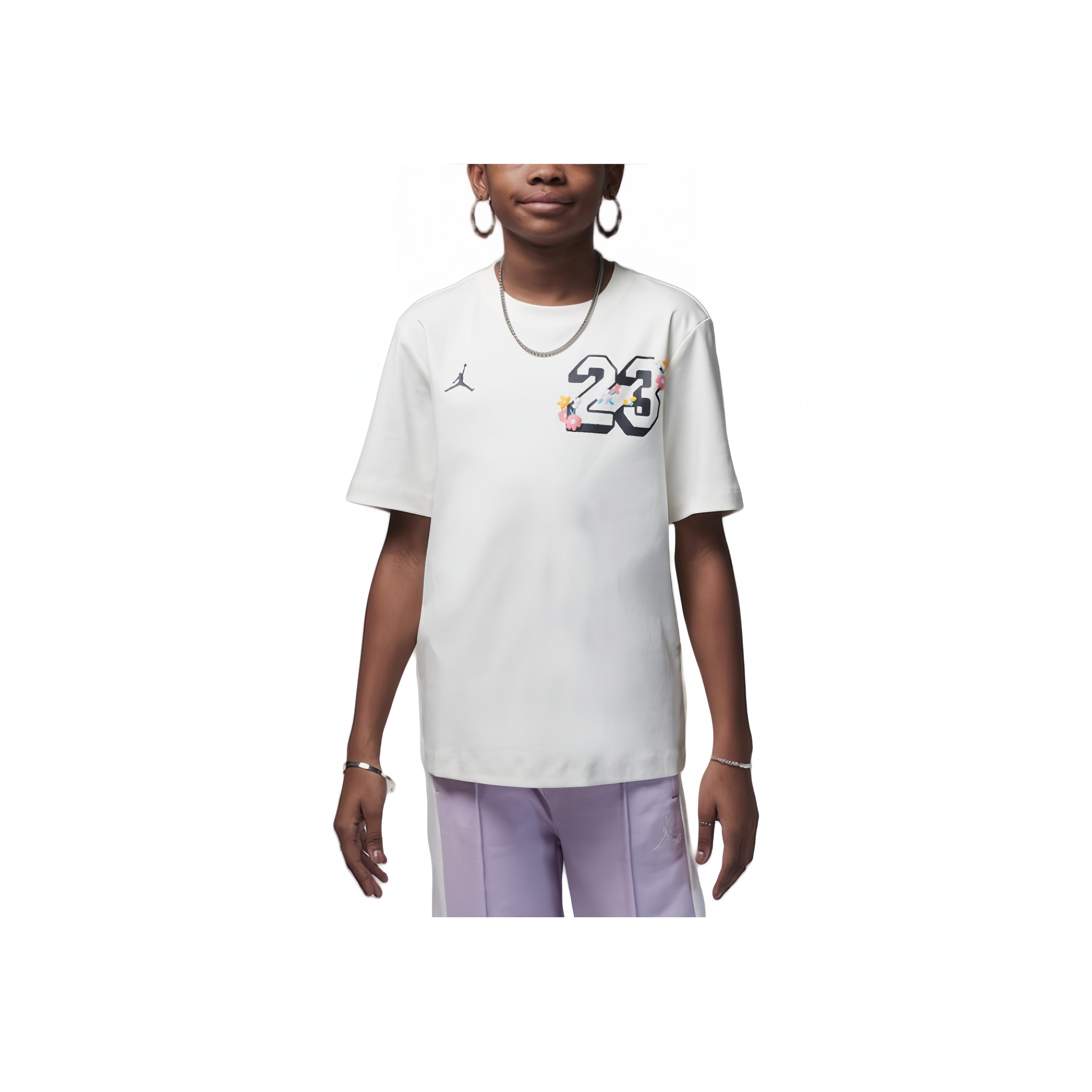 Jordan Men's White T-Shirt Soft Comfortable Round Neck Short Sleeve Tops Sail- Ii4058-133 Cm
