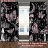 2PCS Digital Printed Curtains, Skull Pink Butterfly Moon Pattern, Dark Style Rod Pocket Drapes for Bedroom Living Room Decor