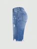 Women's Fashion Distressed Denim Bermuda Shorts - Casual Rip-Finish Five-Point Style
