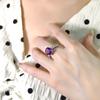 Women's S925 Sterling Silver Brushed Craft Ring Natural Crystal Garnet Peridot Adjustable Jewelry