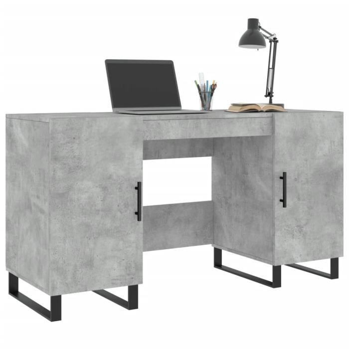VidaXL Bureau gris béton 140x50x75 cm bois d'ingénierie 829576