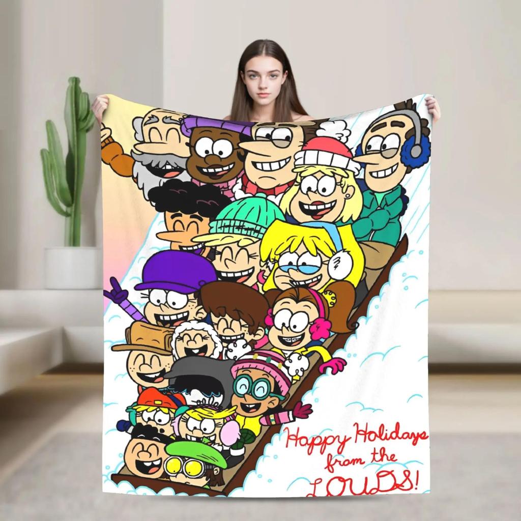 LLoud Houses Family Cartoon Flannel Throw Blanket for Couch Sofa Bed  Softized Quality Picnic Blanket