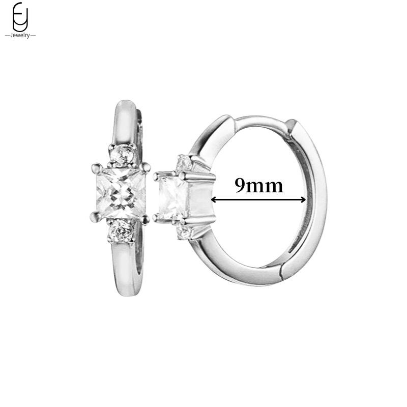 925 Silver Ear Buckles Fashion Hoop Earrings White Crystal Luxury Women's Earrings Wedding Women's Jewelry Premium Gift