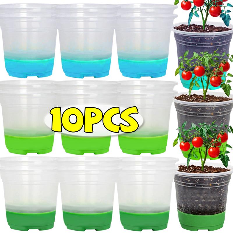 1/10PCS Round Nursery Pots with Soft Silicone Base Clear Flower Plant Transplant Pot Reusable Seedling Container Garden Supply