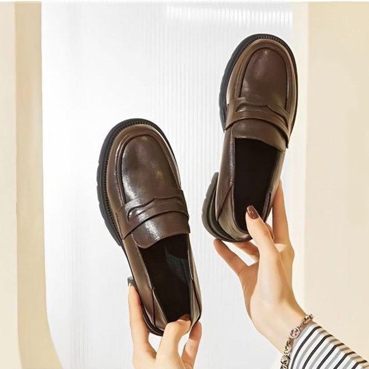 jk uniform shoes small leather shoes new spring thick heel platform British style retro soft leather single shoes